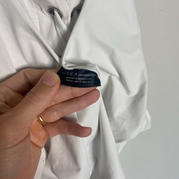 Zara White Lace Up One Piece Swimsuit Low Swoop Back - Picture 7 of 8